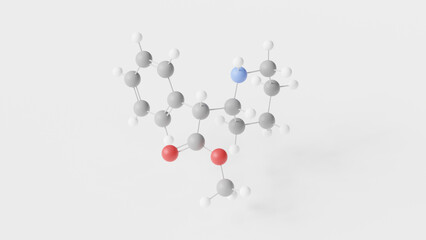 dexmethylphenidate molecule 3d, molecular structure, ball and stick model, structural chemical formula focalin