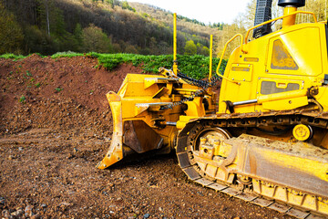 an bulldozer on a construction site