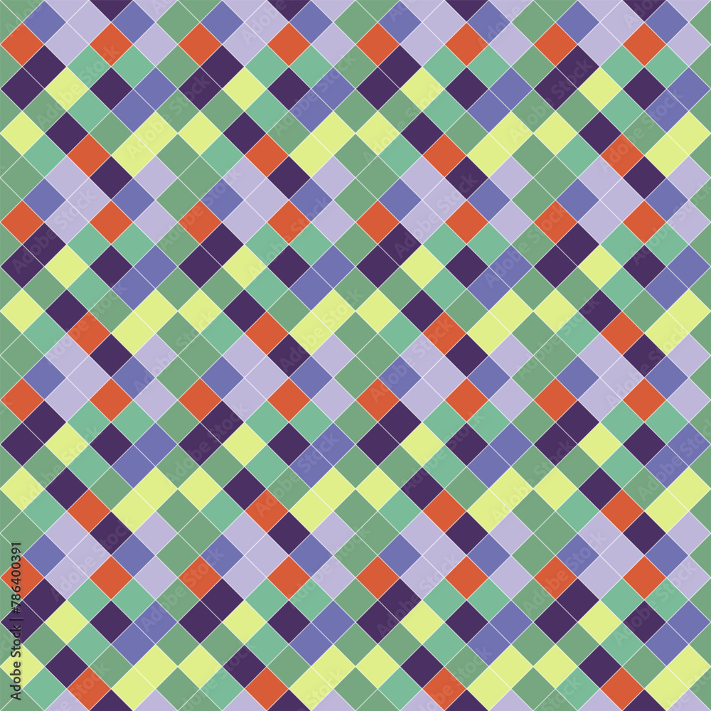 Poster seamless colorful diagonal square pattern background - abstract geometrical vector graphic design