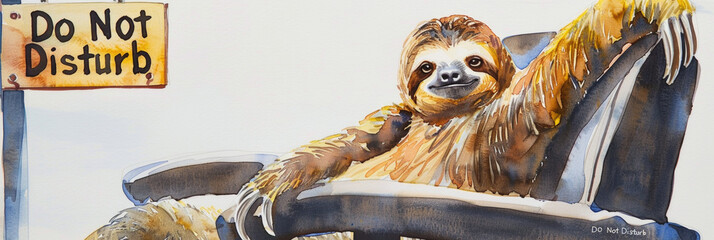Naklejka premium A painting depicting a sloth comfortably seated in a chair