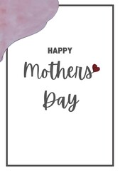 Floral border, minimal boho style, elegant Mothers' day template for greeting cards, posters, social media.