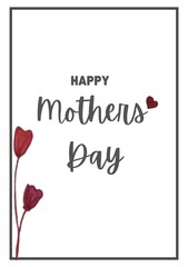 Floral border, minimal boho style, elegant Mothers' day template for greeting cards, posters, social media.