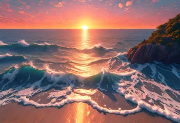 Foto auf Acrylglas landscape with sea sunset on beach © muhammad