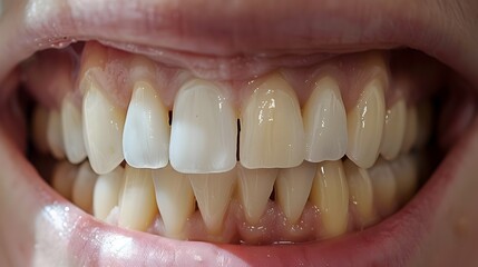 Fototapeta premium Dramatic Teeth Whitening Transformation Displayed in Dynamic Split Screen