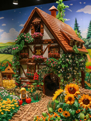 Naklejka premium Immerse in the realism of a Lego farm scene, rendered in photorealistic detail. Bright and beautiful, thanks to AI generative enhancement.