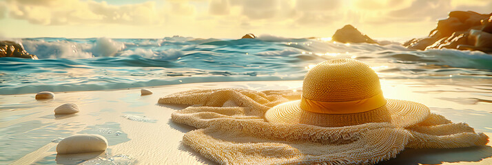 Tropical Beach Scene with Starfish and Sunglasses, Emphasizing Sunlit Days and Seaside Relaxation