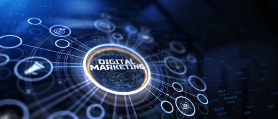 Digital marketing strategy online advertising internet technology concept.