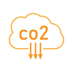 Obraz premium CO2 emissions icon. Ecology and environment symbol. Sign vector carbon dioxide pollution.