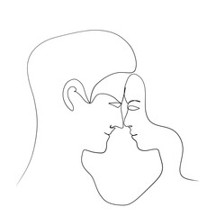 Continuous drawing of lines. Line art of kissing lovers. Continuous line drawing. Vector minimalistic