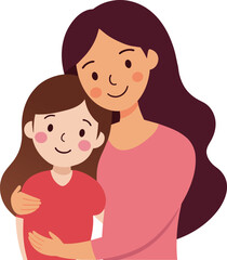 Illustration of a mother holding her daughter on a mothet's day