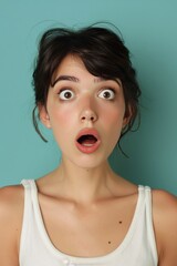 The look of surprise and wonder on a woman's face as she experiences something unexpected, her mouth slightly open in astonishment.