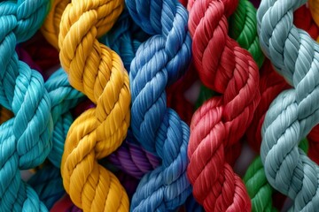 unity in diversity colorful ropes intertwined symbolizing teamwork and collaboration 3d illustration