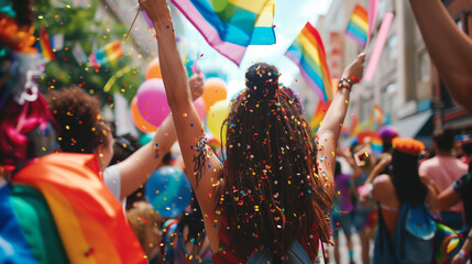LGBTQ+ rights march; people carrying banners and flags, csd, lgbtqia+