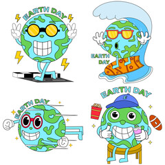 Vector Earth Day Flat Design Trendy Cartoon