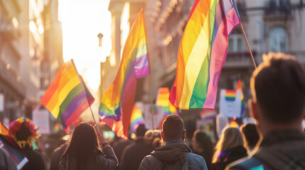 LGBTQ+ rights march; people carrying banners and flags, csd, lgbtqia+