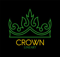 green crown logo line art