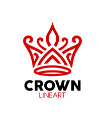 red crown logo line art