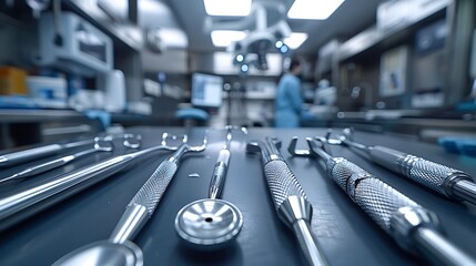 Immerse yourself in the world of medical precision as the lens captures the intricate details of advanced surgical tools, their flawless surfaces reflecting the promise of modern healthcare.