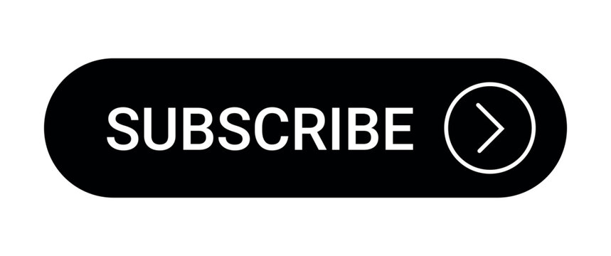 black subscribe button with an icon isolated on a white background