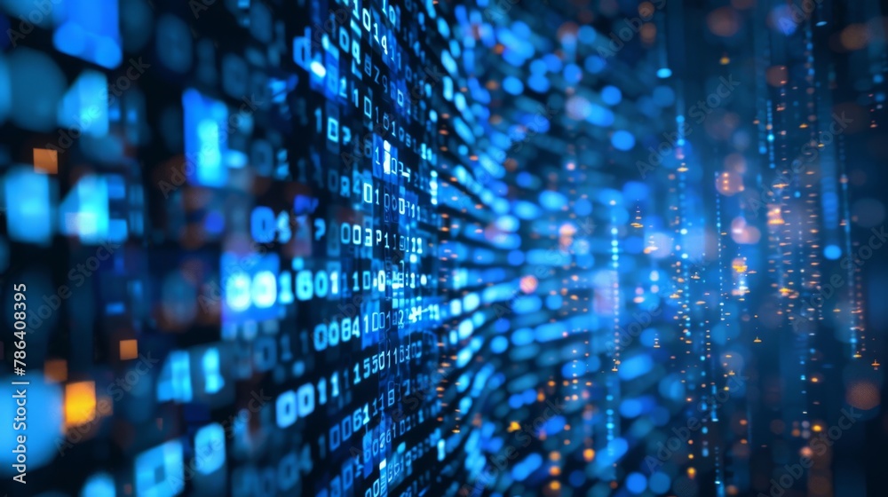Poster digital data stream flowing through virtual space