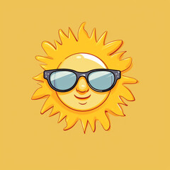 sun wearing sunglasses, simple drawing, blank expression,logo сreated with Generative Ai