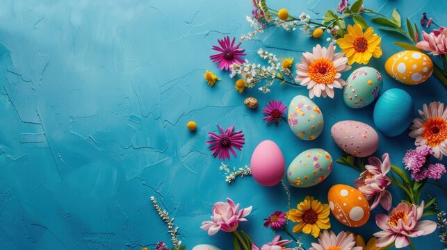 Vibrant and Festive Easter Arrangement with Colorful Eggs