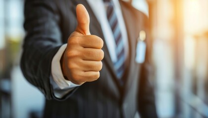 A man in a suit is giving a thumbs up gesture by AI generated image