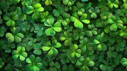 Lush and verdant clover leaves background for St. Patrick's Day.