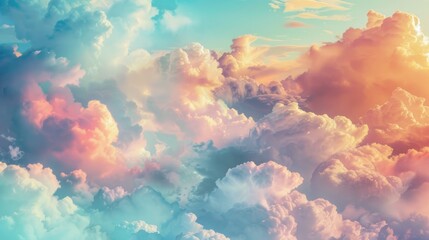 Images featuring expansive cloudscapes, with layers of clouds stretching across the sky, creating dynamic and ever-changing patterns, shapes, and textures - obrazy, fototapety, plakaty