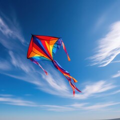 a kite flies in the sky. summer activity.