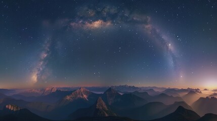 Visuals illustrating the majesty of the Milky Way galaxy, with its billions of stars forming a luminous band stretching across the night sky, visible in areas with minimal light pollution
