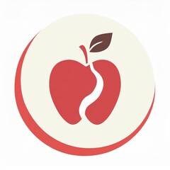 logo rond avec une pomme dans un demi cercle rouge en dessin ia