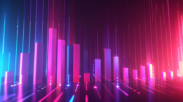 Financial data curve chart, financial technology themed big data analysis bar chart background