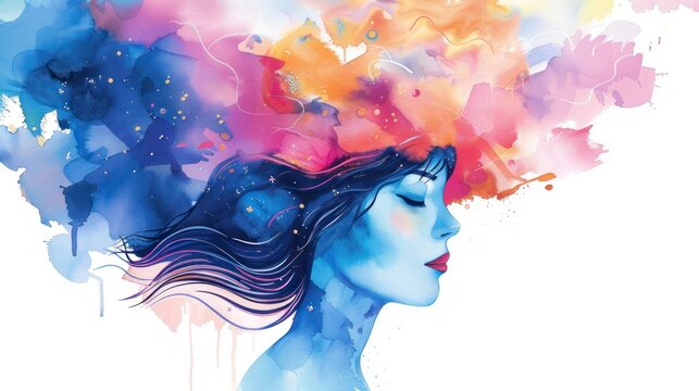 Mental health, psychology, illustration of calmness, white background