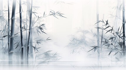 Chinese traditional Chinese style abstract mountain forest bamboo poetic ink painting