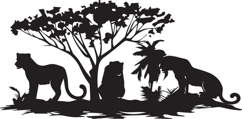 set of  silhouetteanimals
