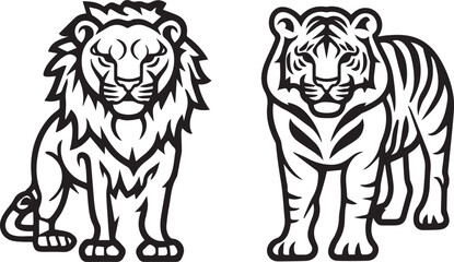 lion and tiger vector