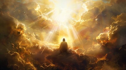 Divine Presence and Spiritual Illumination Symbolized by God Light in Heaven - obrazy, fototapety, plakaty