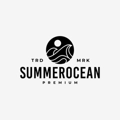 SUMMER OCEAN WAVE RETRO HIPSTER VINTAGE LOGO VECTOR ICON ILLUSTRATION