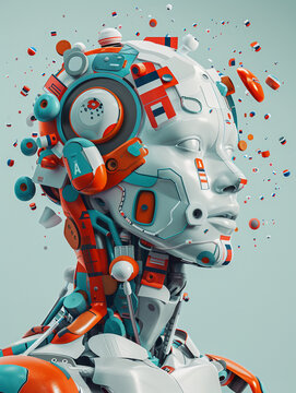 A modern 4K wallpaper ai robot design combining a minimalist mint green backdrop