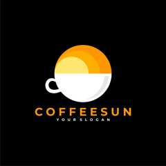 COFFEE SUN SUMMER CUP LOGO VECTOR ICON ILLUSTRATION
