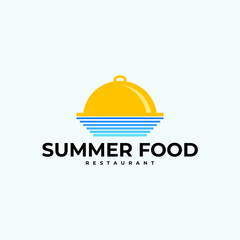 Fototapeta premium SUMMER FOOD SUN BEACH RESTAURANT LOGO VECTOR ICON ILLUSTRATION