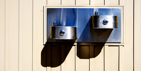 Steel Drinking Fountain Mounted on Wall
