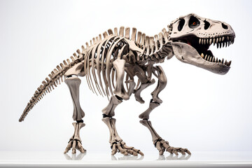 Fototapeta na wymiar t-rex dinosaur bone skeleton on white background