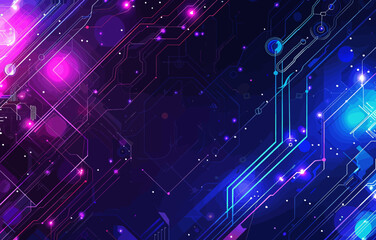 Obraz premium a computer circuit board with colorful lines and dots