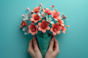 Handcrafted Bouquet of Paper Flowers in Pastel Tones