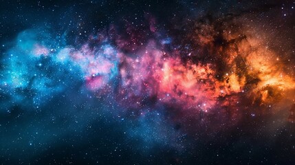 Stunning galaxies and vibrant nebulae come together in a celestial display, showcasing the beauty of the cosmos. - obrazy, fototapety, plakaty