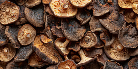 Abundant Wild Mushrooms Texture in Natural Brown Tones