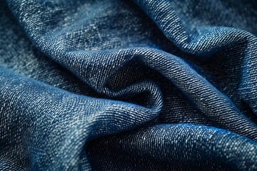 close-up view of the texture of blue denim fabric which highlights its weave pattern