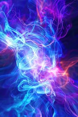 Obraz premium Abstract neon infinity, looped energy brush, bluepurple horizon, tech concept